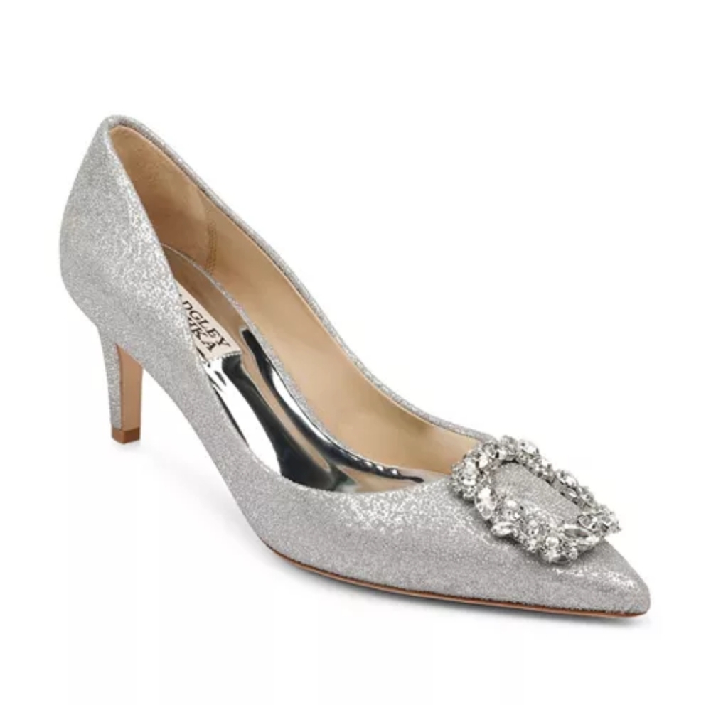 Badgley Mischka Women's Carrie Crystal-Embellished Kitten Heel Pumps